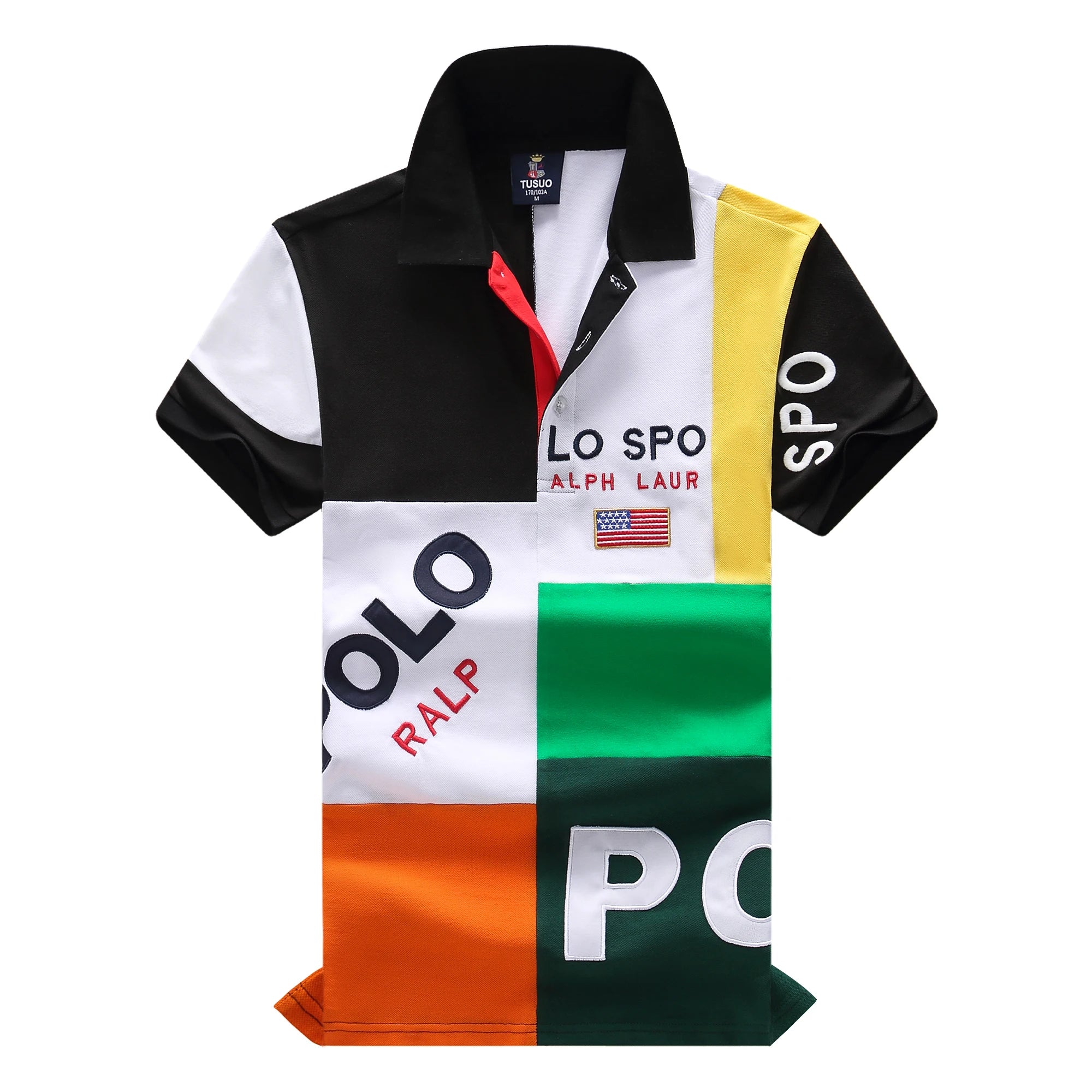 Oversized New Men's Polo T Shirt Short Sleeve Classic Patchwork Color Three Buttons Collar Tee Shirt (Available in Big & Tall)