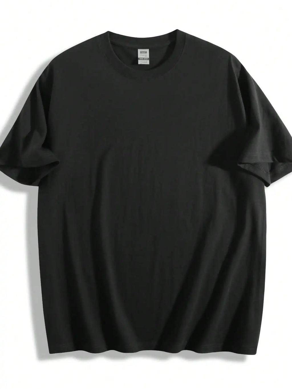 Plus Size Black Short Sleeve T-Shirt with Log Pattern Suitable for Outdoor Leisure Wear in Summer