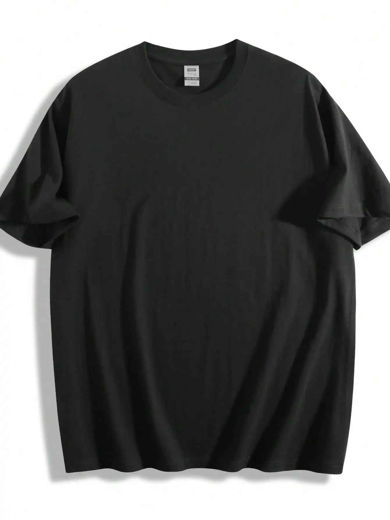 Plus Size Black Short Sleeve T-Shirt with Log Pattern Suitable for Outdoor Leisure Wear in Summer