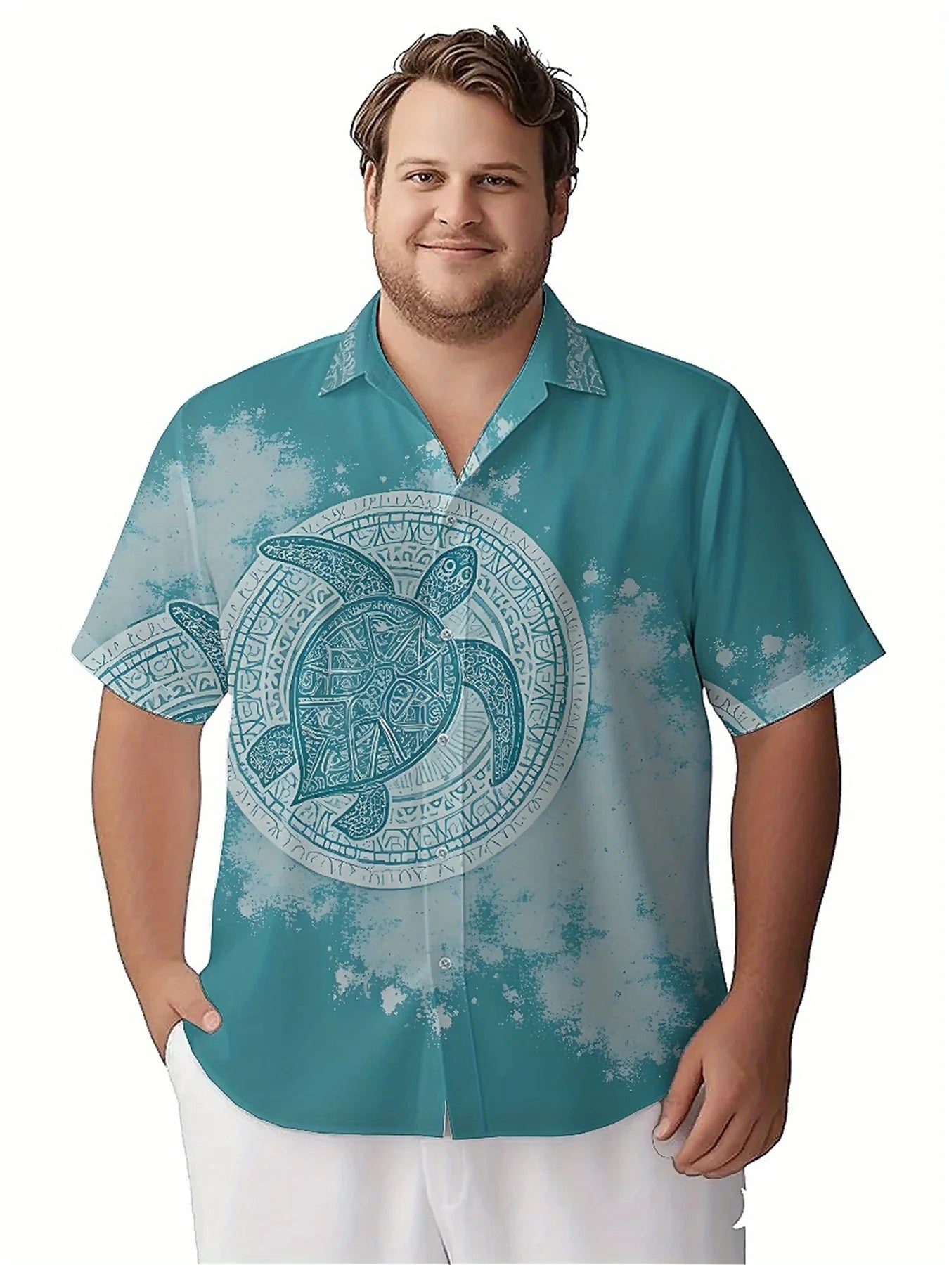 Men's Plus Size Hawaiian Shirts Turtle Pattern, Unisex Aloha Shirts,New in Summer Tops Tee,streetwear