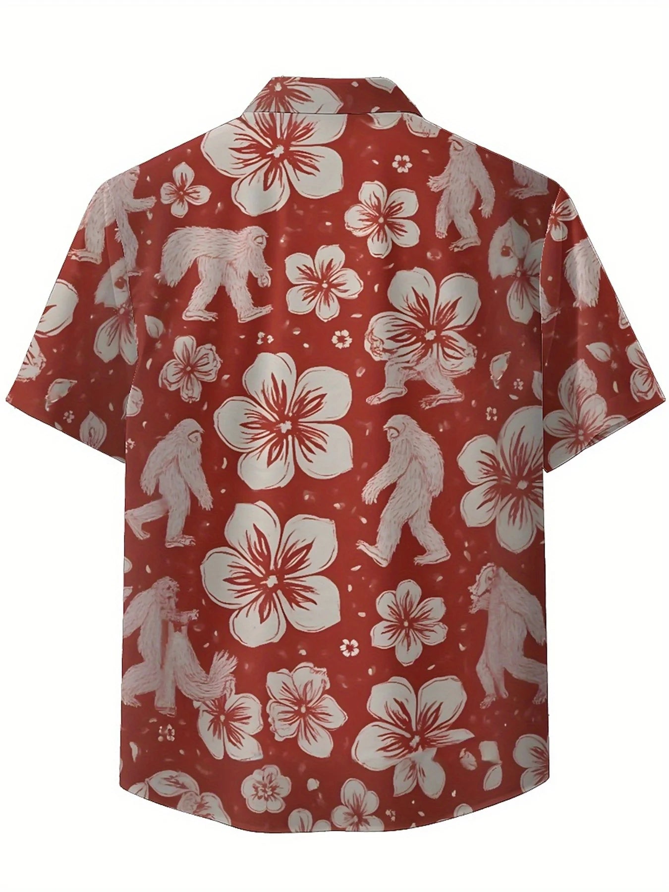 Men's Plus Size Hawaiian Shirts Sasquatch Theme Print pattern,New in Summer Fashion Tops,Hip Hop Rock Streetwear
