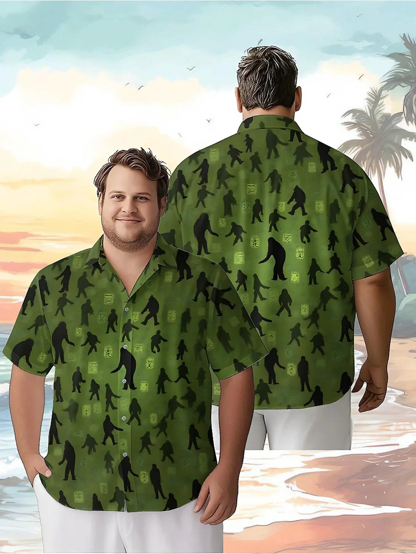 Men's Plus Size Hawaiian Shirts Gorilla Pattern,Unisex Baggy Aloha Shirts,Alternative Clothing