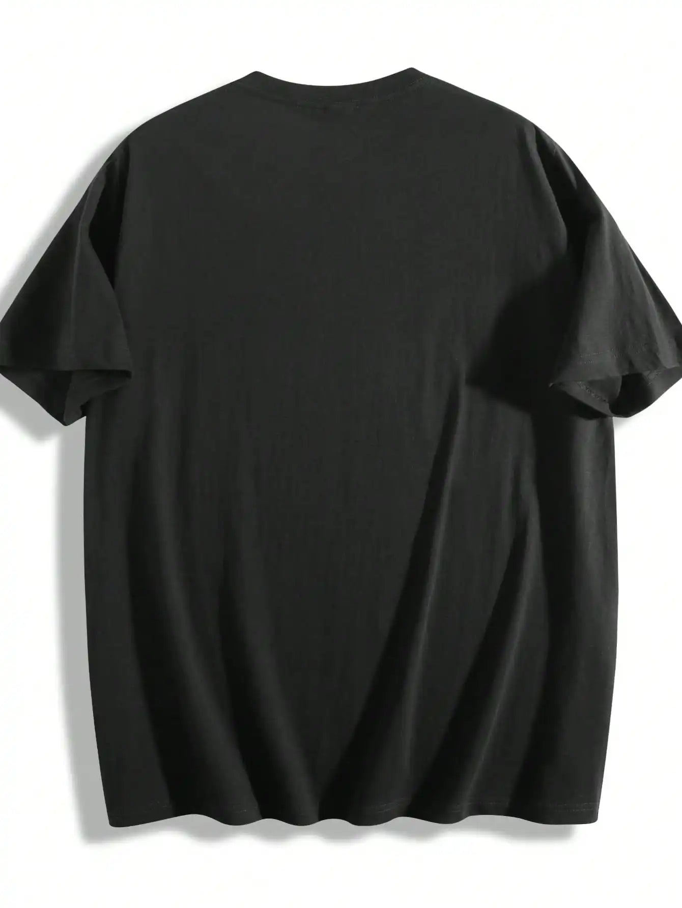 Plus Size Black Short Sleeve T-Shirt with Log Pattern Suitable for Outdoor Leisure Wear in Summer