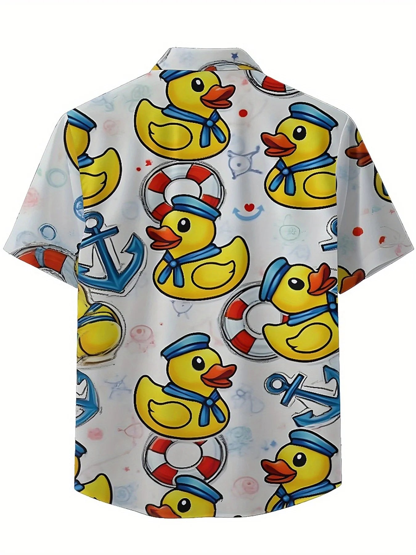 Men's Plus Size Hawaiian Shirts Nautical Theme Rubber Duck pattern, Summer Casual Tops, Suitable for Outdoor Party, Streetwear