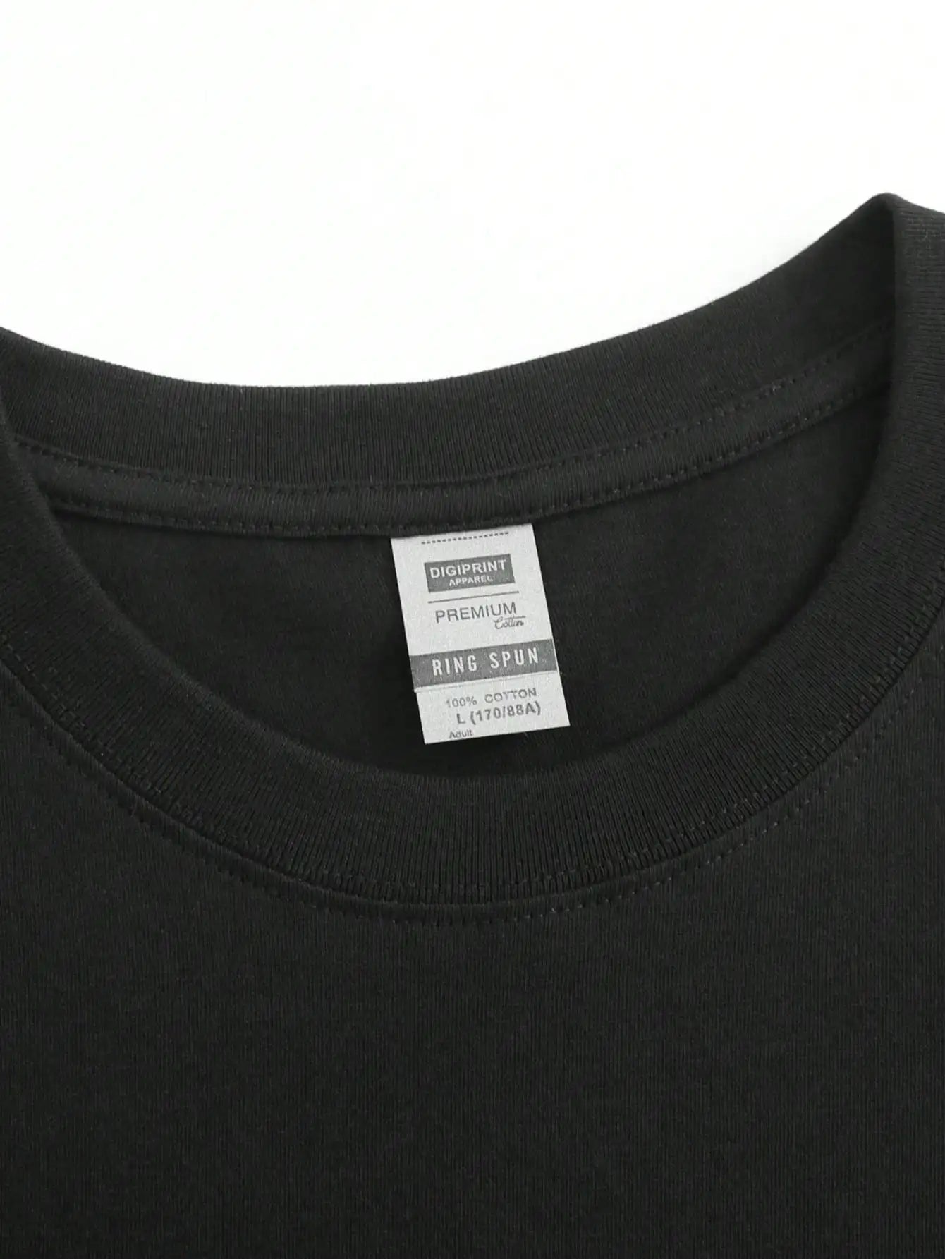 Plus Size Black Short Sleeve T-Shirt with Log Pattern Suitable for Outdoor Leisure Wear in Summer