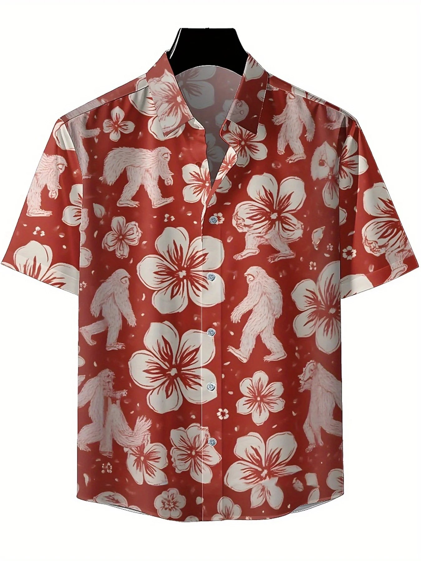 Men's Plus Size Hawaiian Shirts Sasquatch Theme Print pattern,New in Summer Fashion Tops,Hip Hop Rock Streetwear