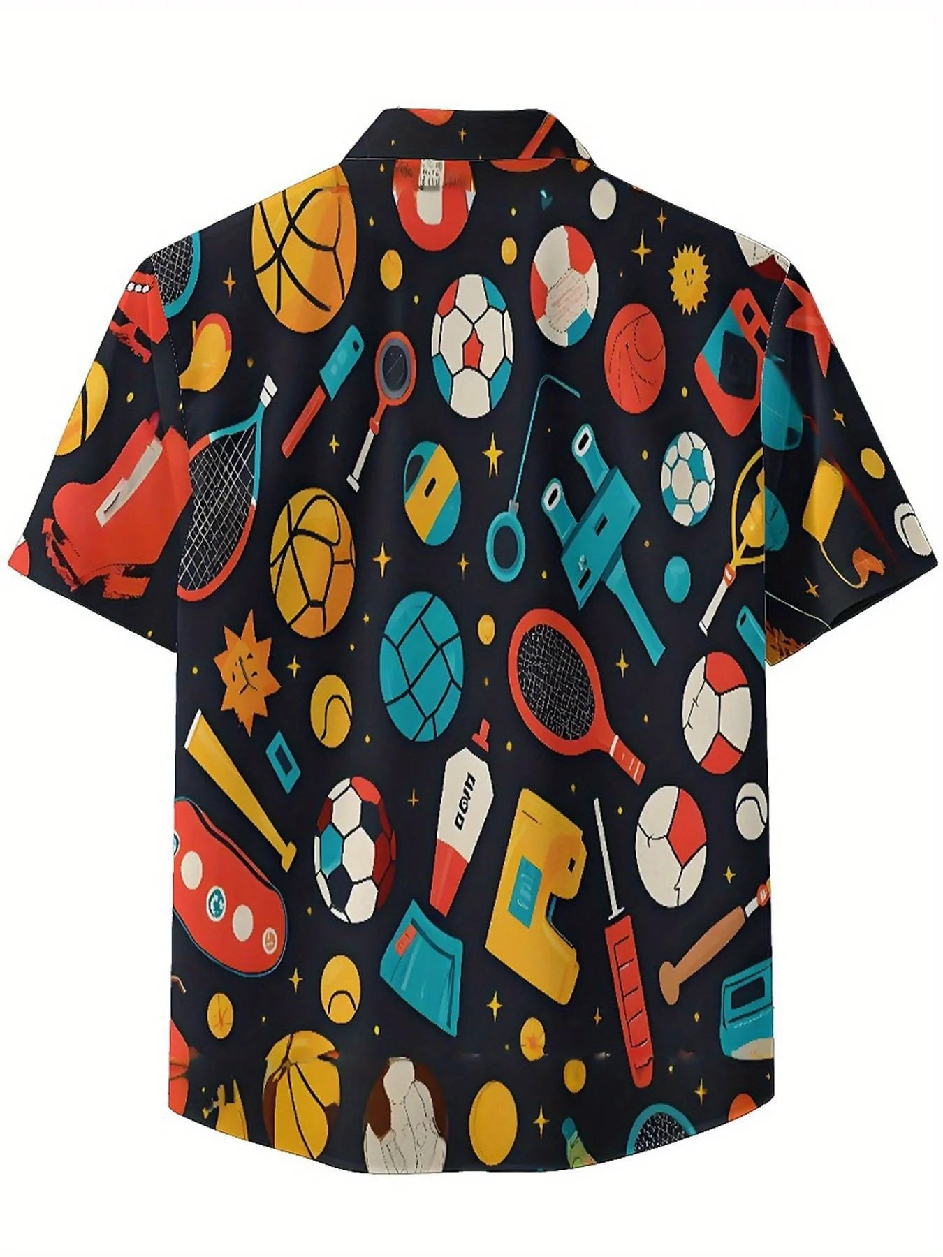 Men's Plus Size Hawaiian Shirts Basketball, Tennis, Football and Other Sports Elements pattern,Baggy Aloha Shirt,summer Clothing