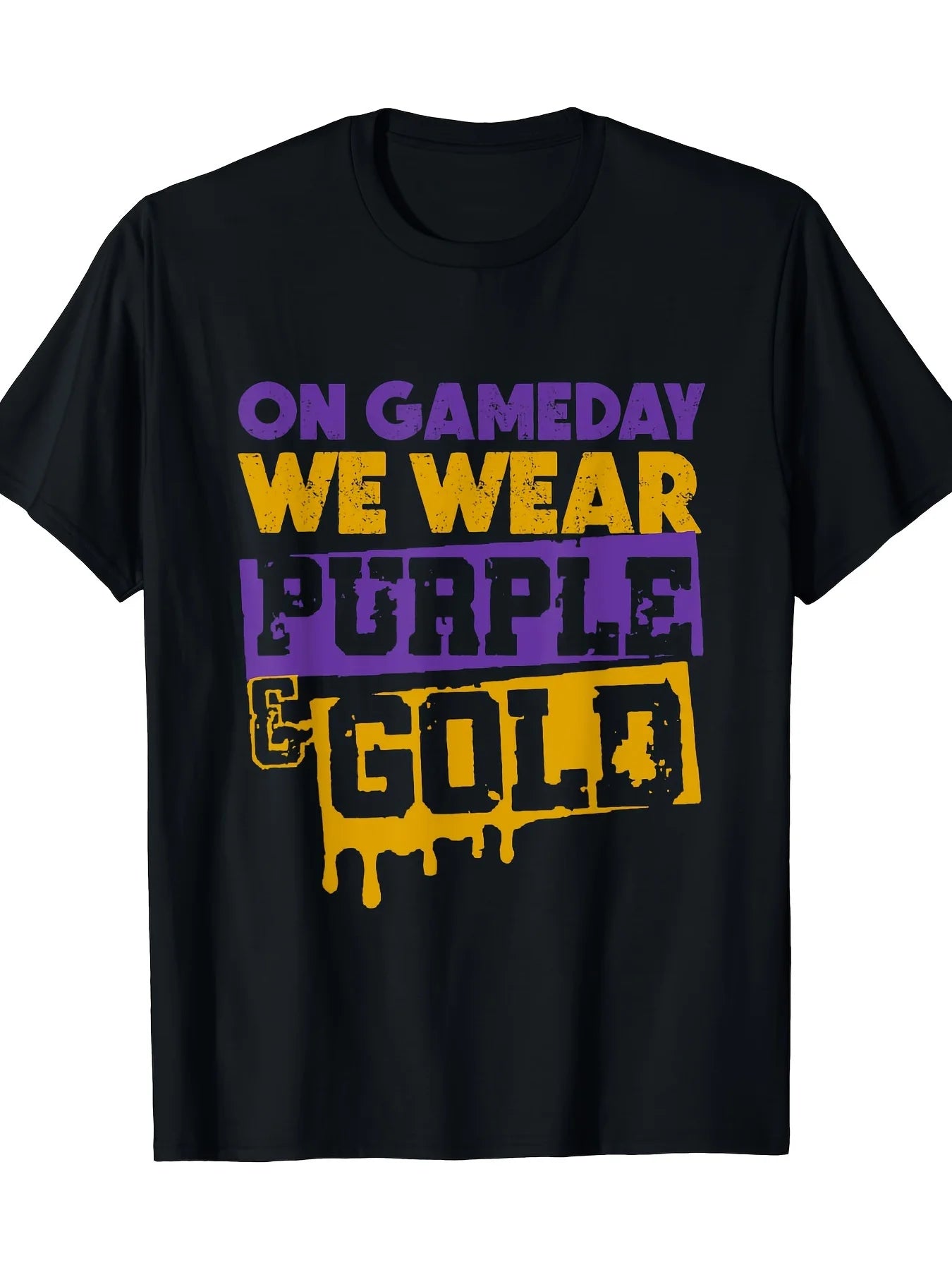 On Gameday Football We Wear Purple And Golden Leopard T-Shirt -220g