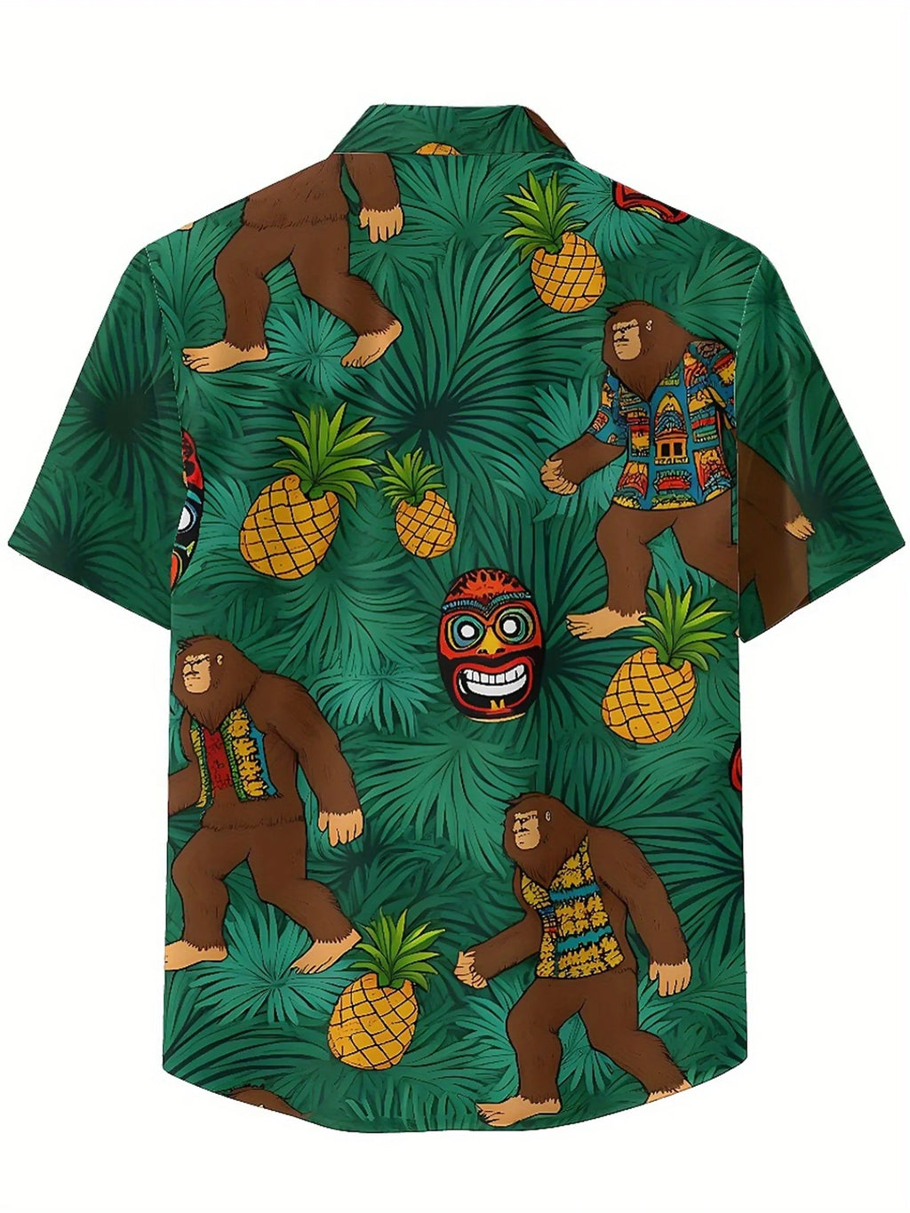Men's Plus Size Hawaiian Shirts Sasquatch Jungle Adventure pattern, Button Up Shirts, Unisex Casual Clothing, Summer Tops