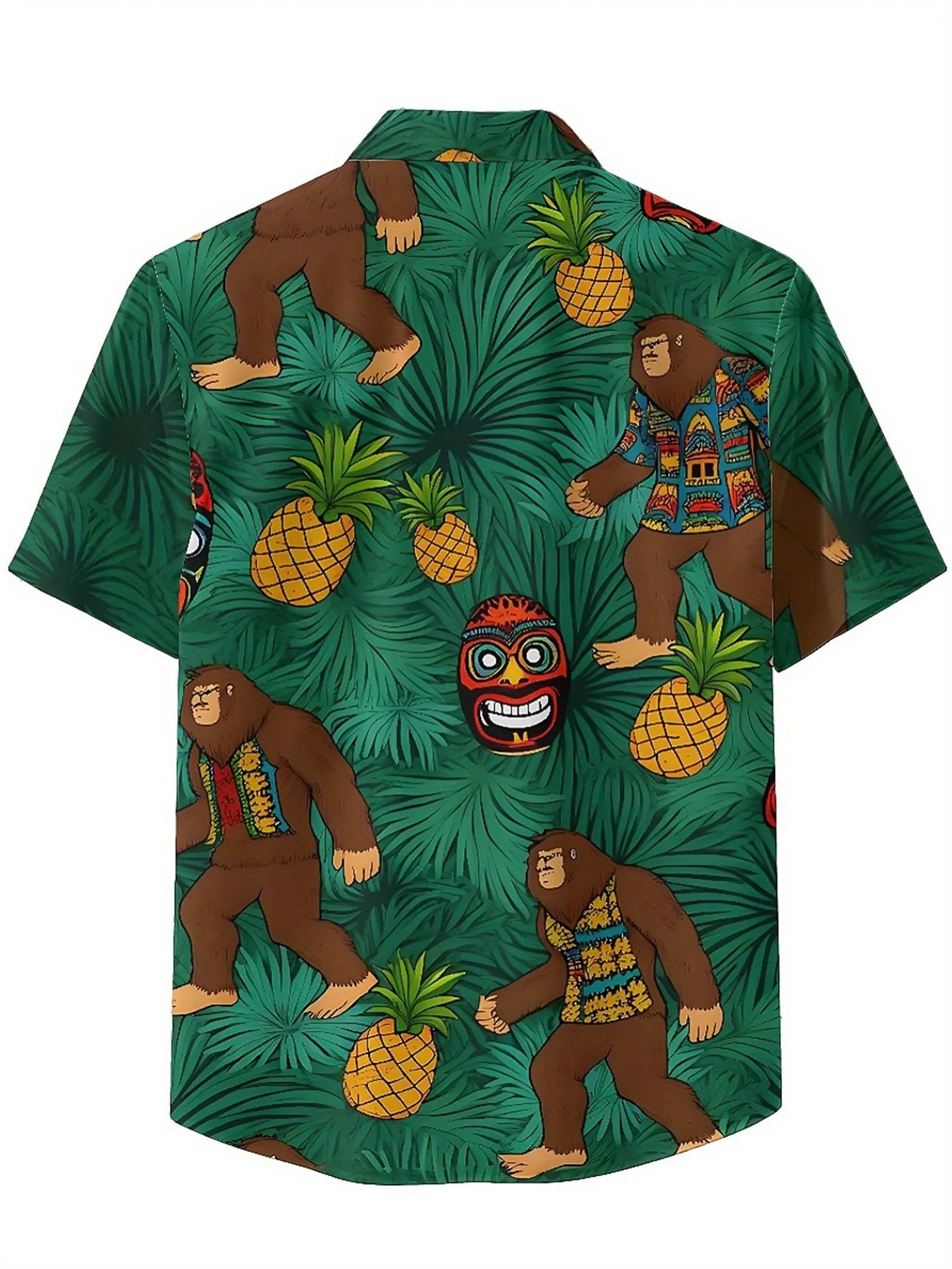 Men's Plus Size Hawaiian Shirts Sasquatch Jungle Adventure pattern, Button Up Shirts, Unisex Casual Clothing, Summer Tops