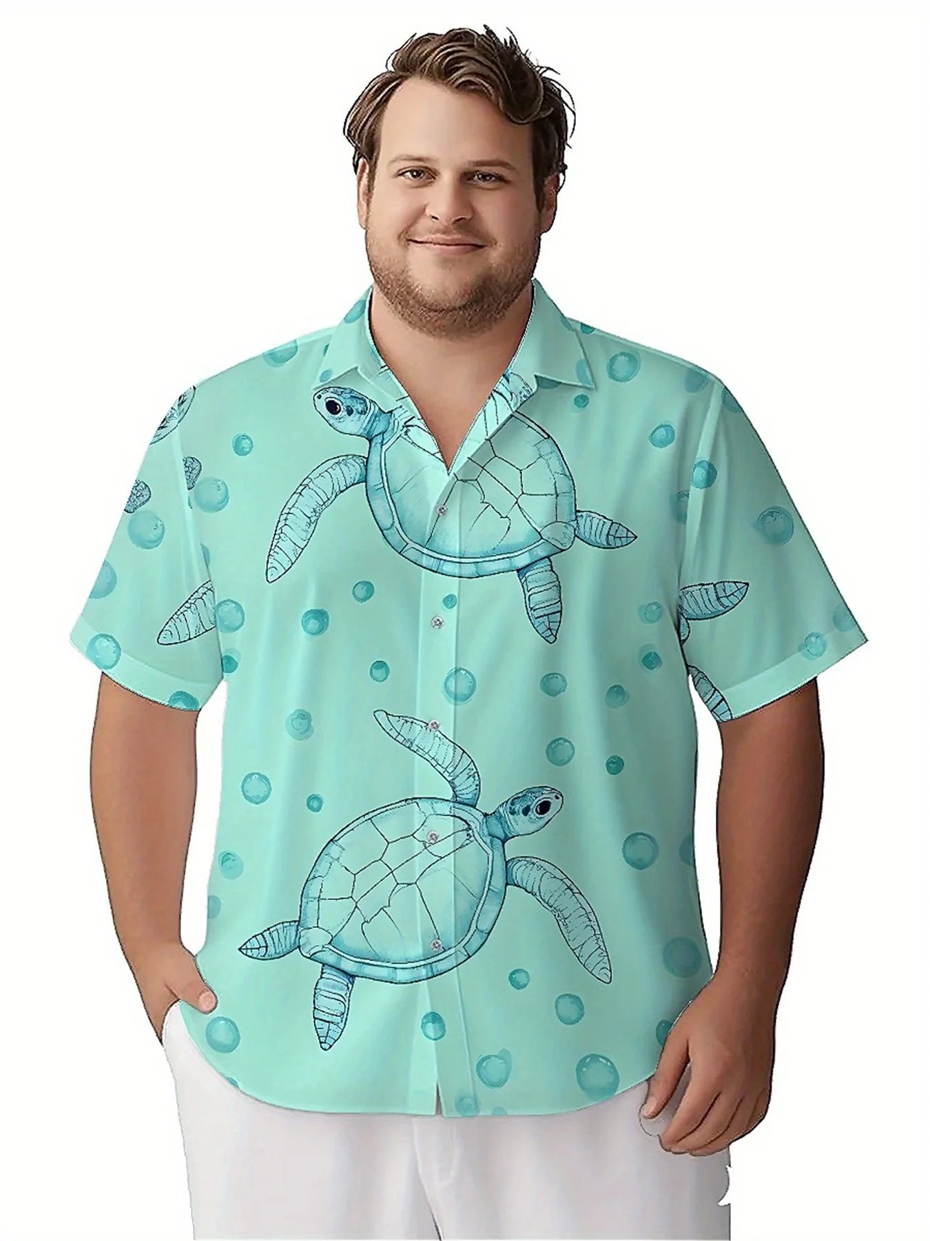 Men's Plus Size Hawaiian Shirts Turtle Pattern, Unisex Aloha Shirts,New in Summer Tops Tee,streetwear