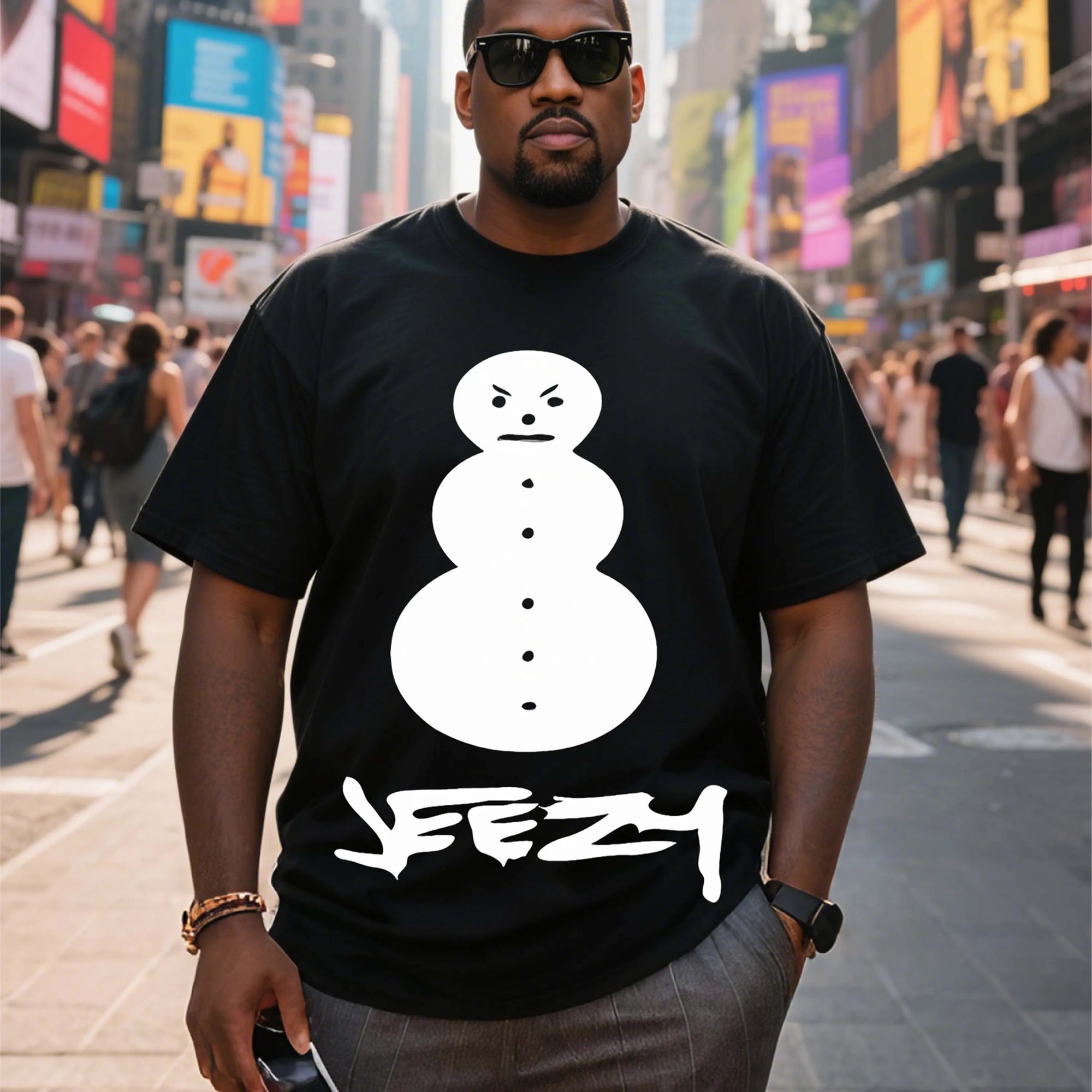 Plus Size Men's T-Shirt, Black Pure Cotton Crew Neck, Suitable for Outdoor Wear in Spring and Summer, Casual and Comfortable